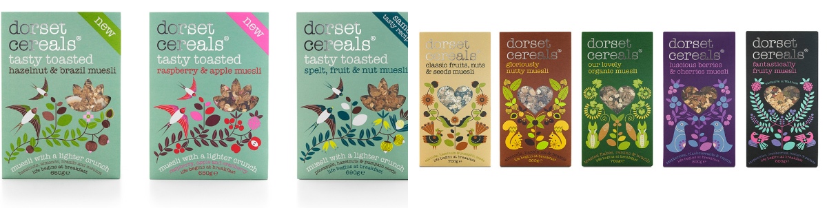 Дизайн упаковки каш Dorset Cereals 2015 года