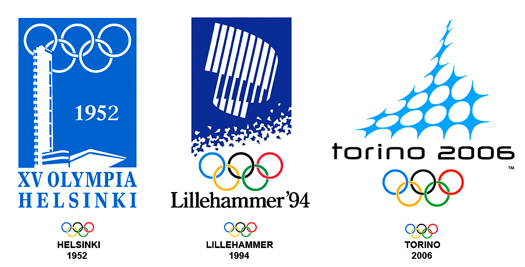 Логотипы Олимпийских игр с изображением местных достопримечательностей