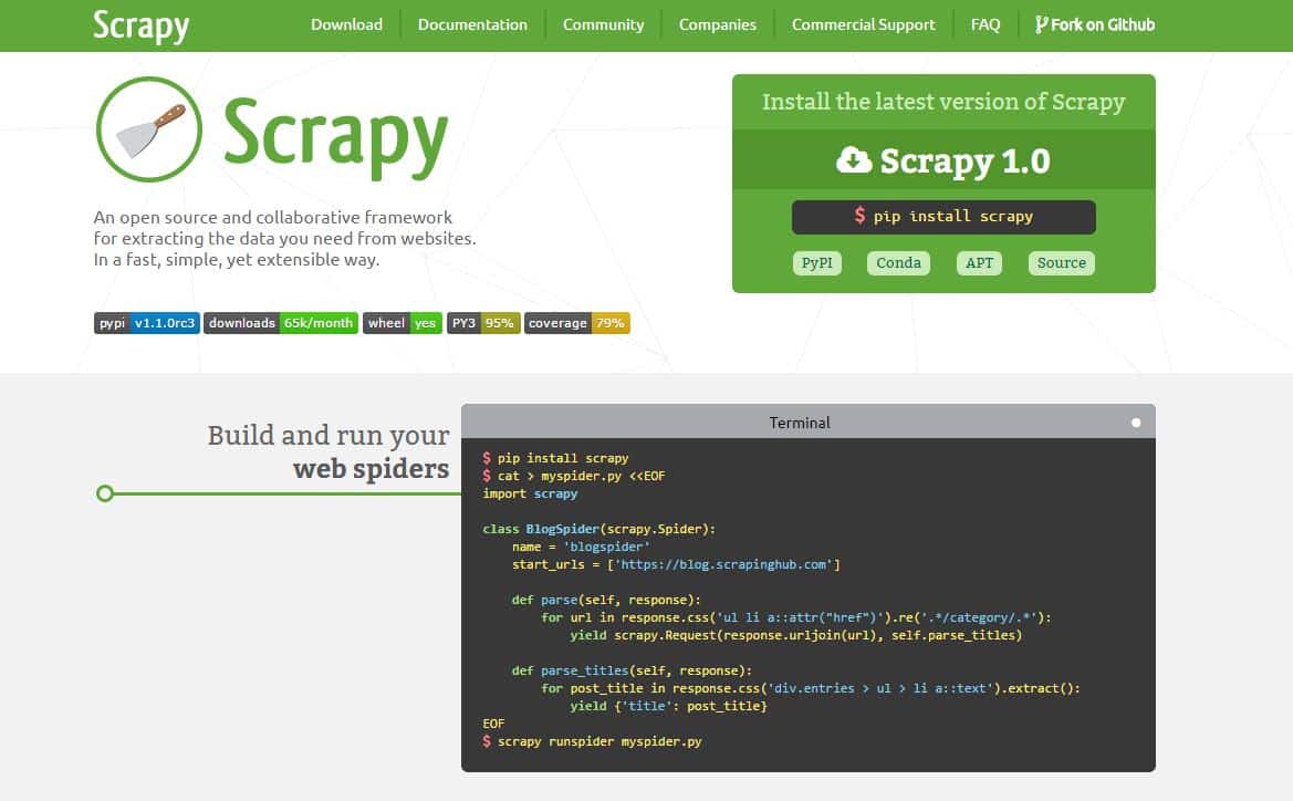 web scraping con scrapy